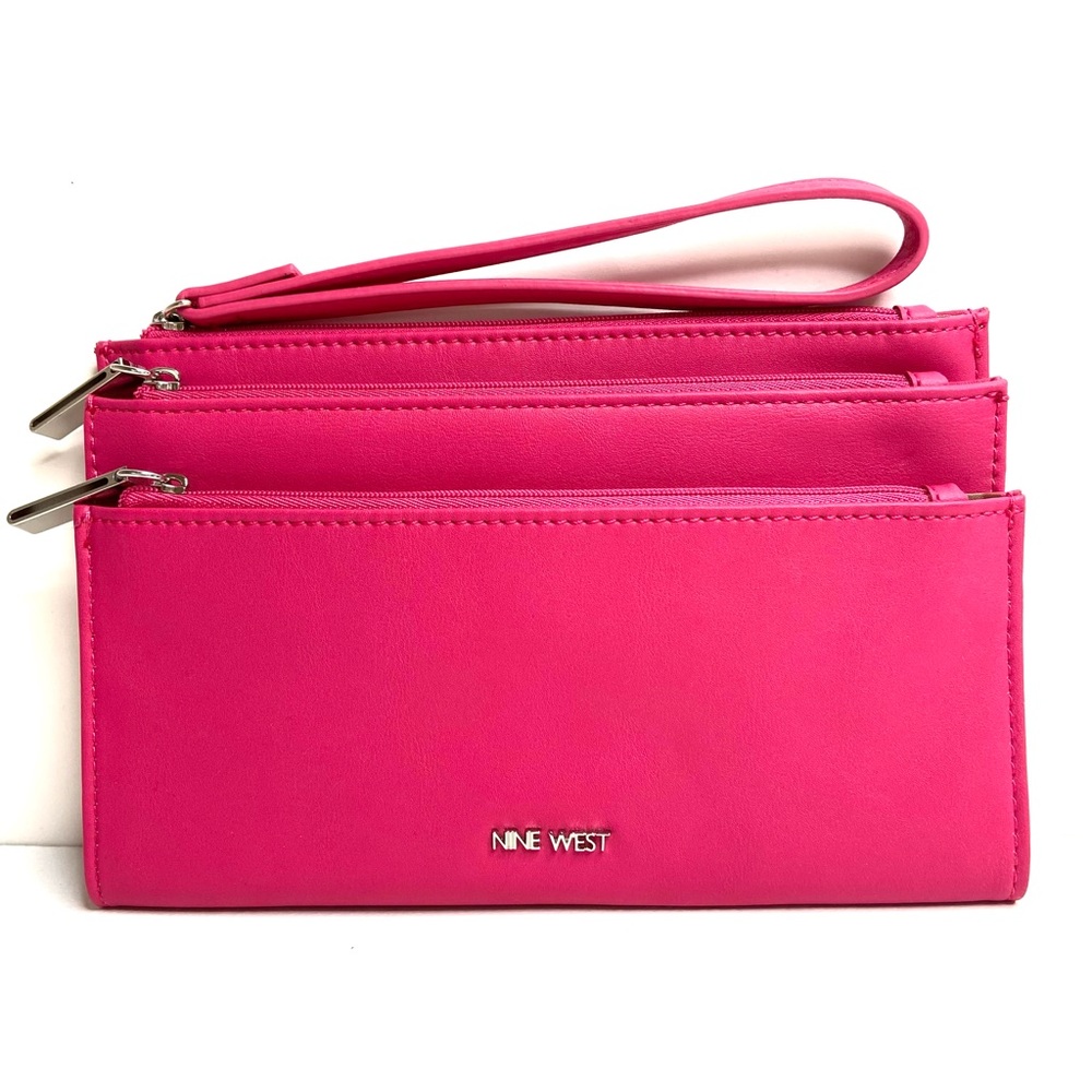 NINE WEST Pink Three Zip “Table Treasures” Wristlet